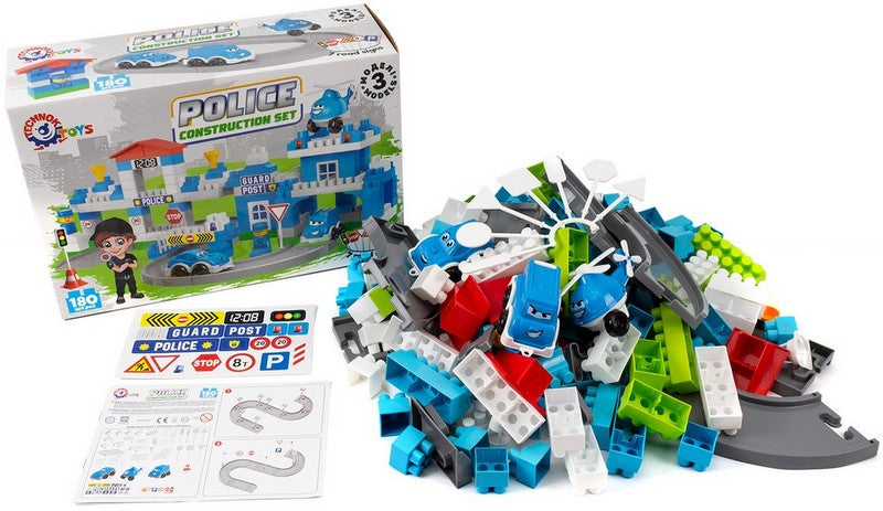 Set de construcții Poliție 180 Piese 3 Modele cu Șină 38X25X14