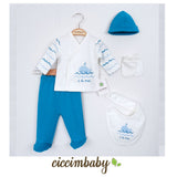 U4699 5 darabos szett Ciccim Baby türkiz cetmintás