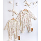 U4908 Overál Virágmintás Szalaggal Ecru 1 M Ciccim Baby