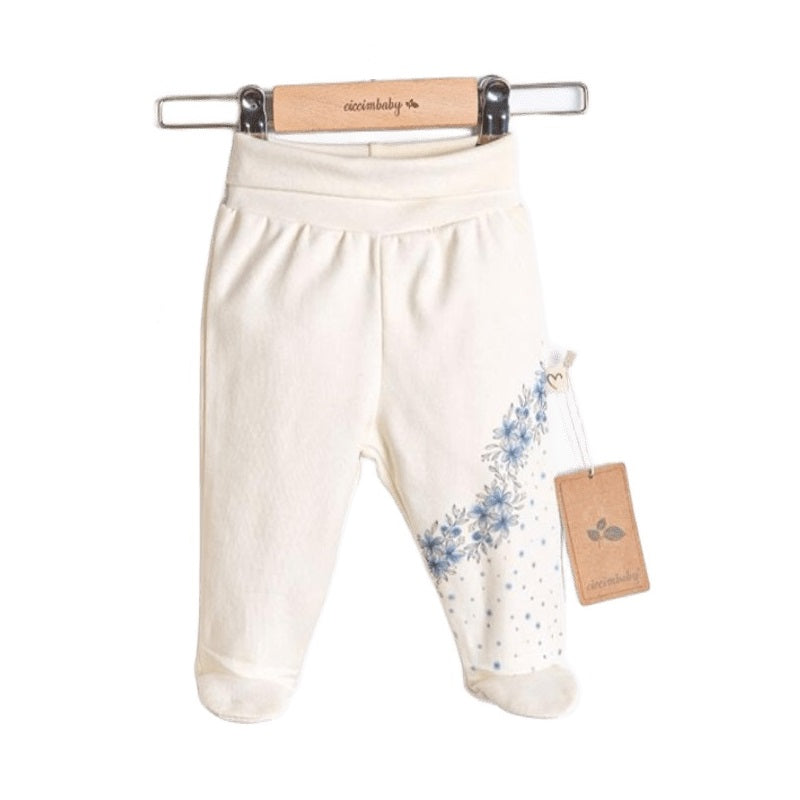 U4935 Ританки Екрю Със Сини Цветя 1 М Ciccim Baby