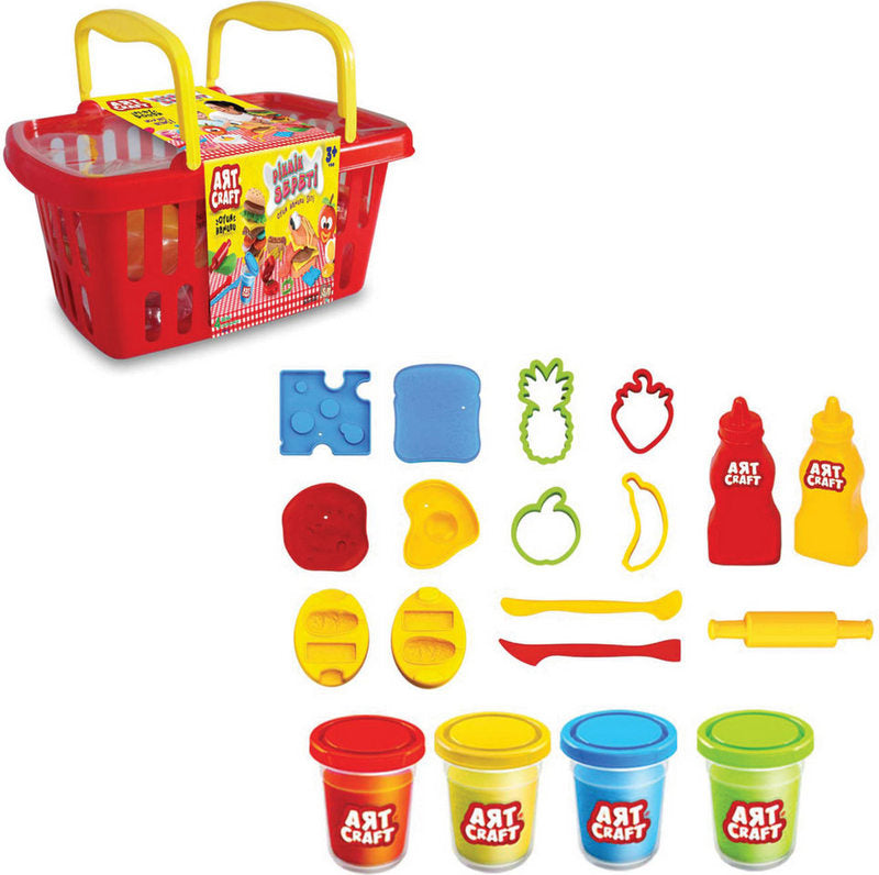Coș cu plastilină, matrițe și unelte 23x12x17