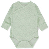 T3653 Mentazöld virágmintás hosszú ujjú body 0-1 hónap 56cm Bebetto
