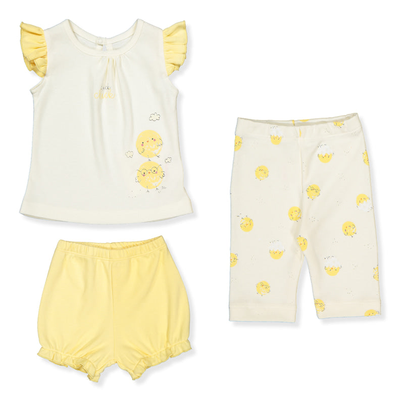 F1378 Pizsama 3 részes Chick Chick Sárga 12-18hó 86cm Bebetto