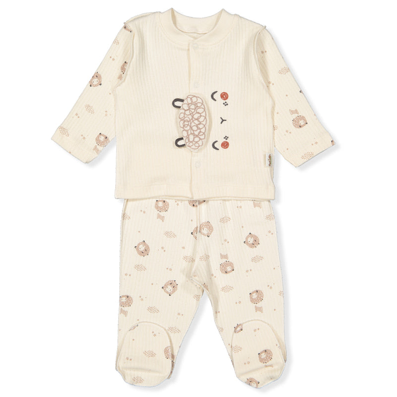 F1425 Pizsama 2részes Little Lamb ekrü 0-1hó 56cm Bebetto