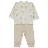 F1460 Pizsama 2db-os Organic Born With Love Beige 1hó Bebetto
