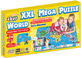 Covor mega puzzle cu vorbire și narațiune în bulgară, dimensiune 92x62, World 24 El., cu realitate augmentată 46x26x6, în 16 limbi, din spumă EVA