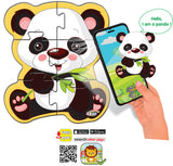 Puzzle bulgar cu panda, vorbitor și narator, 6 piese, dimensiuni 16x13, cu realitate augmentată în 16 limbi, fabricat din spumă EVA
