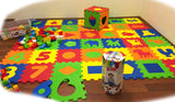 Covoraș puzzle pentru podea 33x33 7mm 9 piese cu forme de numere fabricat din spumă EVA fără formamide, ftalați și bisfenol