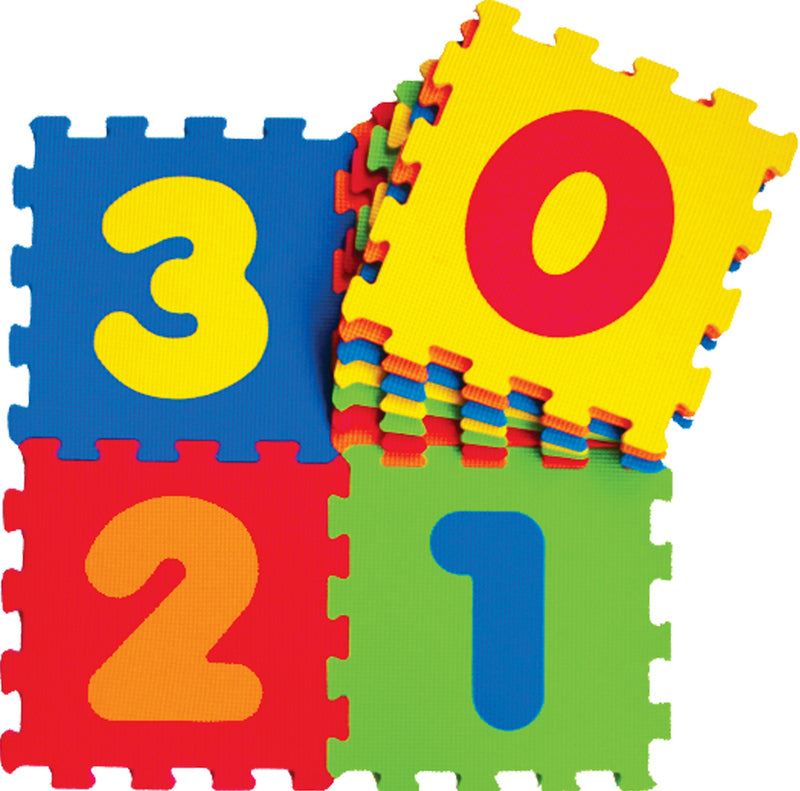 Covoraș puzzle pentru podea 33x33 7mm 9 piese cu forme de numere fabricat din spumă EVA fără formamide, ftalați și bisfenol