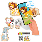 Puzzle-uri magnetice cu animale, vorbind și povestind în limba bulgară, pentru cei mici, cu dimensiuni 11x14, total 26 de piese, 13 modele a câte 2 piese, cu realitate augmentată 20x17x4, în 16 limbi, din spumă Eva