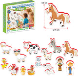 Joc magnetic cu animale de la fermă, vorbind și povestind în bulgară, cu dimensiuni de aproximativ 10x5, total 15 el., cu realitate augmentată 20x17x4, în 16 limbi, din spumă EVA