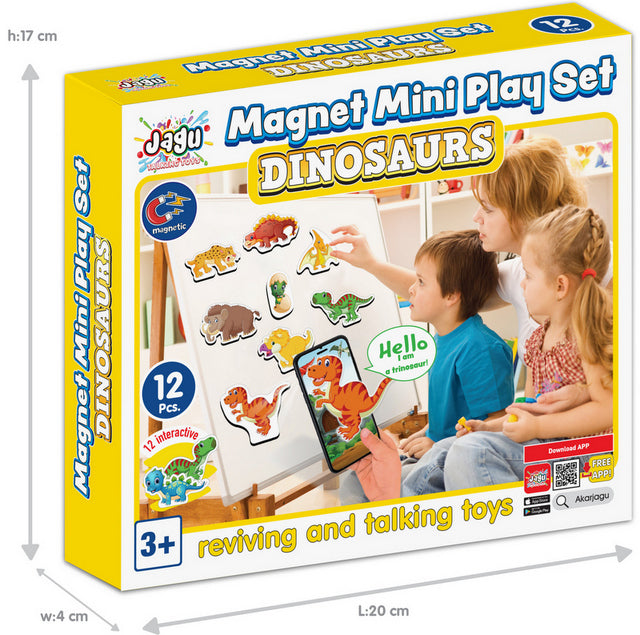 Joc magnetic cu dinozauri, vorbind și povestind în bulgară, cu dimensiuni de aproximativ 10x5, total 12 el. Cu realitate augmentată 20x17x4 în 16 limbi din spumă EVA