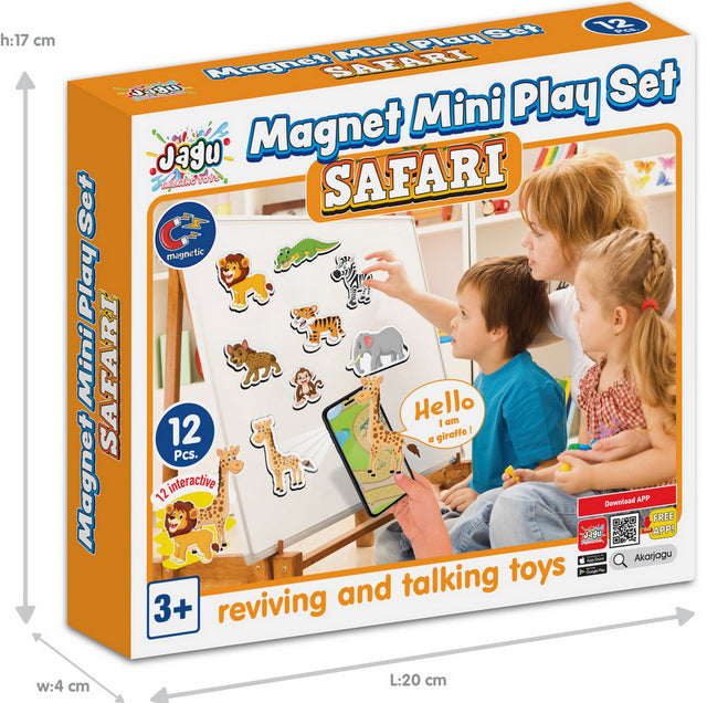Joc magnetic bulgar cu animale africane, cu dimensiuni de aproximativ 10x5, total 12 el. Cu realitate augmentată 20x17x4 în 16 limbi, fabricat din spumă EVA.