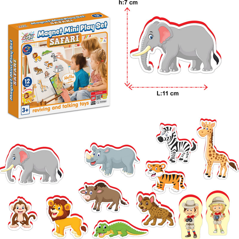 Joc magnetic bulgar cu animale africane, cu dimensiuni de aproximativ 10x5, total 12 el. Cu realitate augmentată 20x17x4 în 16 limbi, fabricat din spumă EVA.