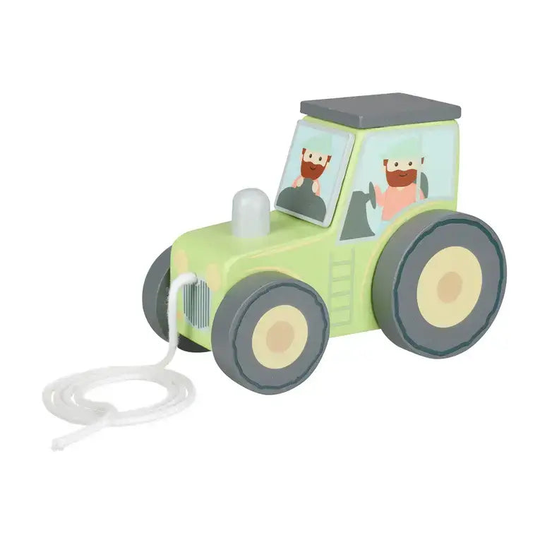 Jucărie Tractor din Lemn cu Tracțiune Retractabilă (Fsc®)