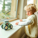 Jucărie Tractor din Lemn cu Tracțiune Retractabilă (Fsc®)