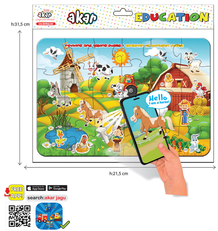 Puzzle bulgar cu tematică vorbitoare și narativă, 24 de piese, dimensiuni 32x22, cu realitate augmentată în 16 limbi, fabricat din spumă EVA