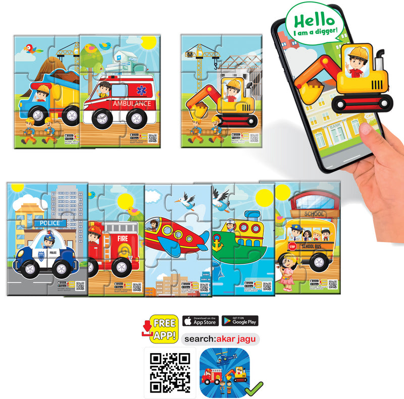 Puzzle bulgar cu vorbire și narațiune, cu 6 piese, dimensiuni 16x12, cu realitate augmentată în 16 limbi, fabricat din spumă EVA
