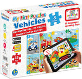 Puzzle-uri cu vehicule pentru cei mai mici, vorbind și povestind în limba bulgară, cu dimensiuni de 13x55, total 48 de unități electrice. 8 modele cu realitate augmentată de 26x21x7, în 16 limbi, din spumă EVA.