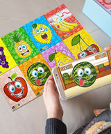 Puzzle-uri cu fructe și cuvinte în limba bulgară pentru cei mici, 6 piese cu dimensiuni 13x55, total 48 de piese, 8 modele cu realitate augmentată 26x21x7 în 16 limbi din spumă EVA