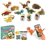 Joc de narațiune cu dinozauri în bulgară, cu realitate augmentată 20X20X7, în 16 limbi