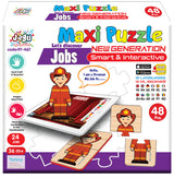 Puzzle-uri cu profesii, vorbind și povestind în limba bulgară, cu dimensiuni 10x5, total 48 de piese, 24 de profesii, 2 piese, cu realitate augmentată 20x17x4, în 16 limbi, din spumă EVA