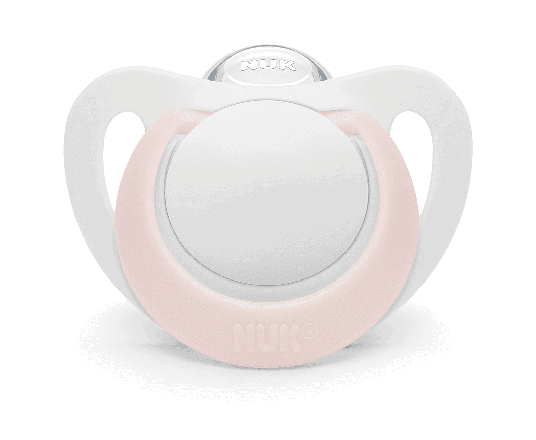 Nuk Биберон Залъгалка Силикон 0-6Мес. 1Бр. Star + Box - Бяло/Розово --- BebeMama
