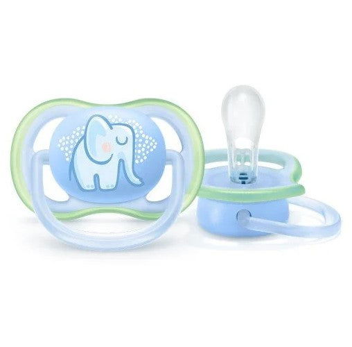 Philips Avent Залъгалка - Ultra Air + Стерил. Кутия (0-6М) Синьо Слонче - 1 Бр/Оп --- BebeMama