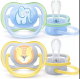 Philips Avent Залъгалки - Ultra Air + Стерил. Кутия (0-6М) Момче Декор_X000D_ Лъв/Слон --- BebeMama