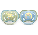 Philips Avent Залъгалки - Ultra Air + Стерил. Кутия (0-6М) Слънце/Дъга - Син --- BebeMama