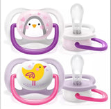 Philips Avent Залъгалки - Ultra Air Animals + Стерил.Кутия (0-6М) Момиче Пингвин/Птица --- BebeMama