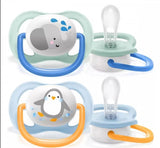 Philips Avent Залъгалки - Ultra Air Animals + Стерил.Кутия (0-6М) Момче Слон/Пингвин --- BebeMama