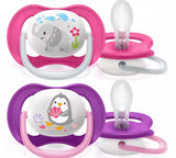 Philips Avent Залъгалки - Ultra Air Animals + Стерил.Кутия (6-18М) Момиче Слон/Пингвин --- BebeMama