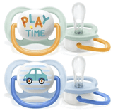 Philips Avent Залъгалки - Ultra Air Happy + Ст. Кутия (0-6М) Микс Надпис/Кола Надпис/Цвете --- BebeMama