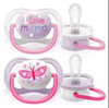 Philips Avent Залъгалки - Ultra Air Happy + Стерил. Кутия (0-6М) Момиче Надпис/Пеперуда --- BebeMama