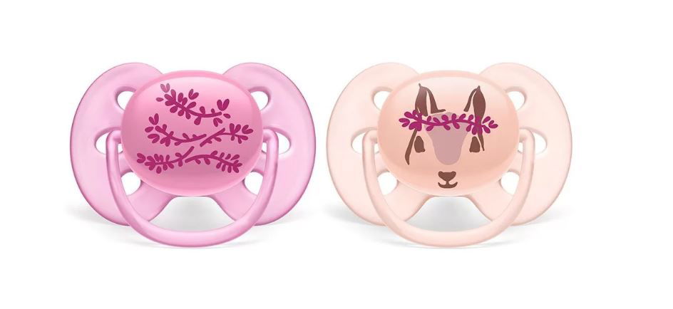 Philips Avent Залъгалки - Ultra Soft+Стерил. Кутия (6-18М) Момиче Цвете/Катерица --- BebeMama