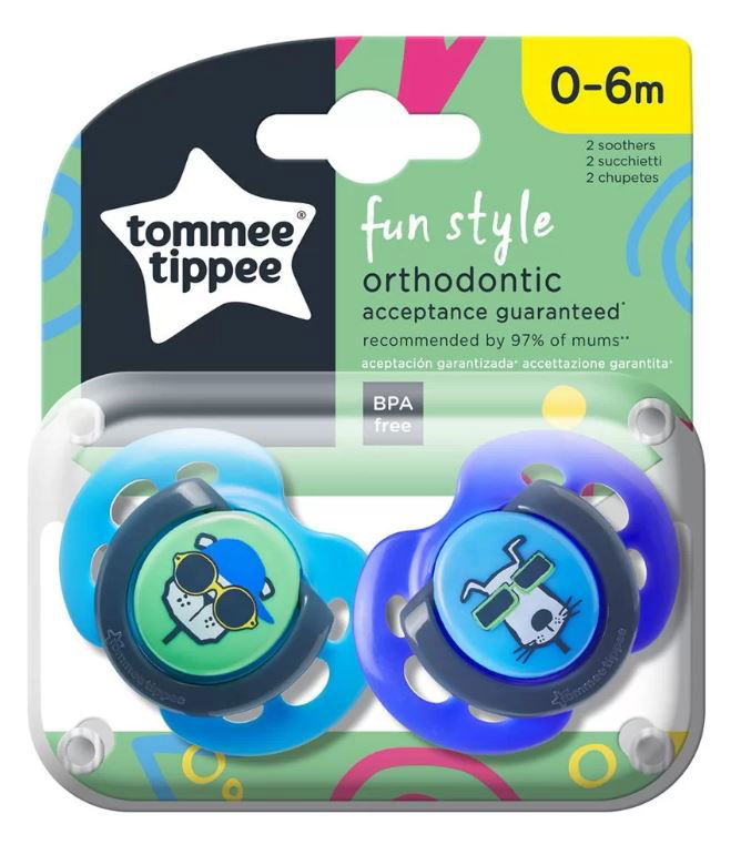 Tommee Tippee Ортодонтични Залъгалки - Fun Style 0-6М (2 Бр./Оп) Котка/Куче --- BebeMama