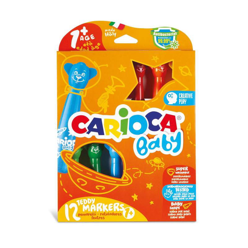 Carioca Baby Teddy Маркери 12 Цвята --- BebeMama
