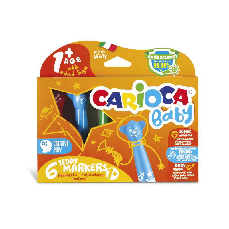 Carioca Baby Teddy Маркери 6 Цвята --- BebeMama