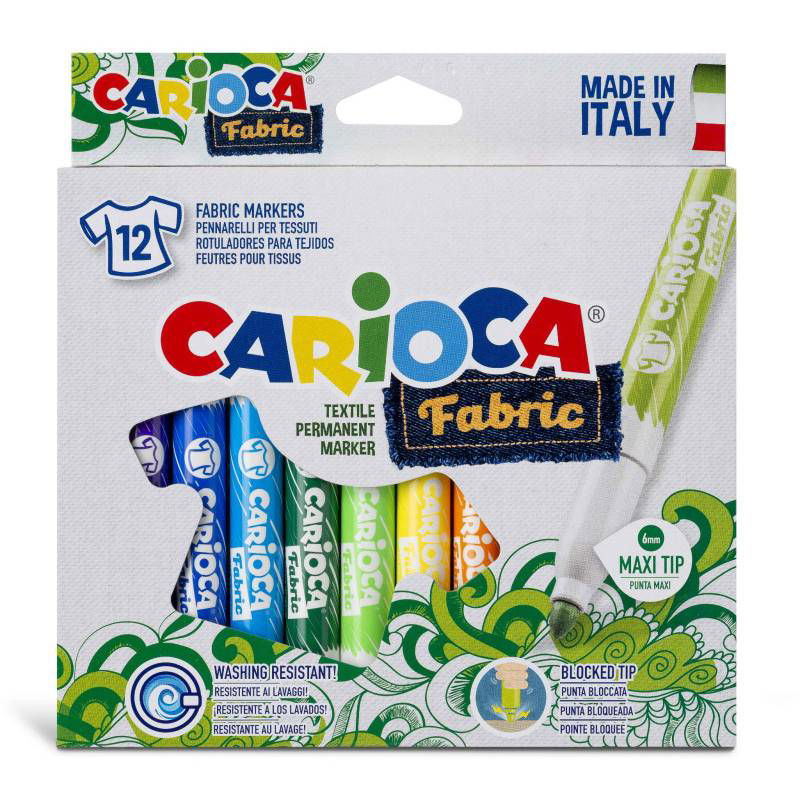 Carioca Fabric Флумастери За Текстил 12 Цвята --- BebeMama