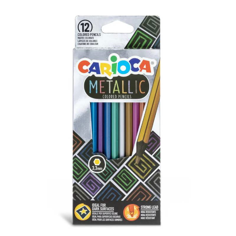 Carioca Metallic Цветни Моливи 12 Цвята --- BebeMama