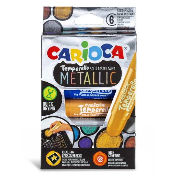 Carioca Metallic Темперни Бои 6 Цвята --- BebeMama