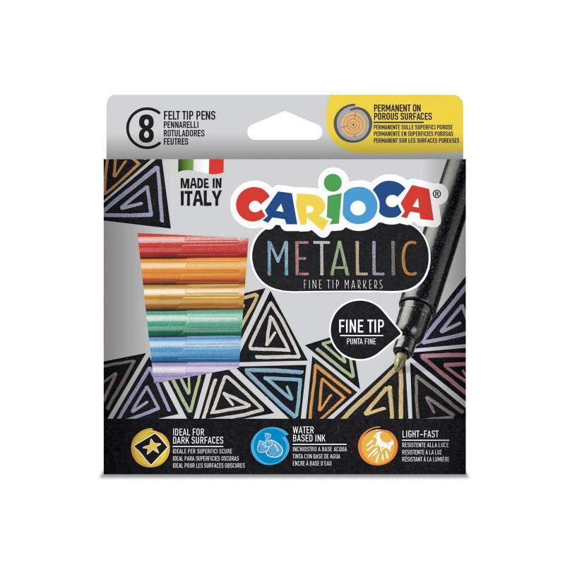 Carioca Metallic Флумастери 8 Цвята --- BebeMama