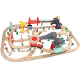 Tren din lemn cu șine și trecere de pietoni – 130 de elemente