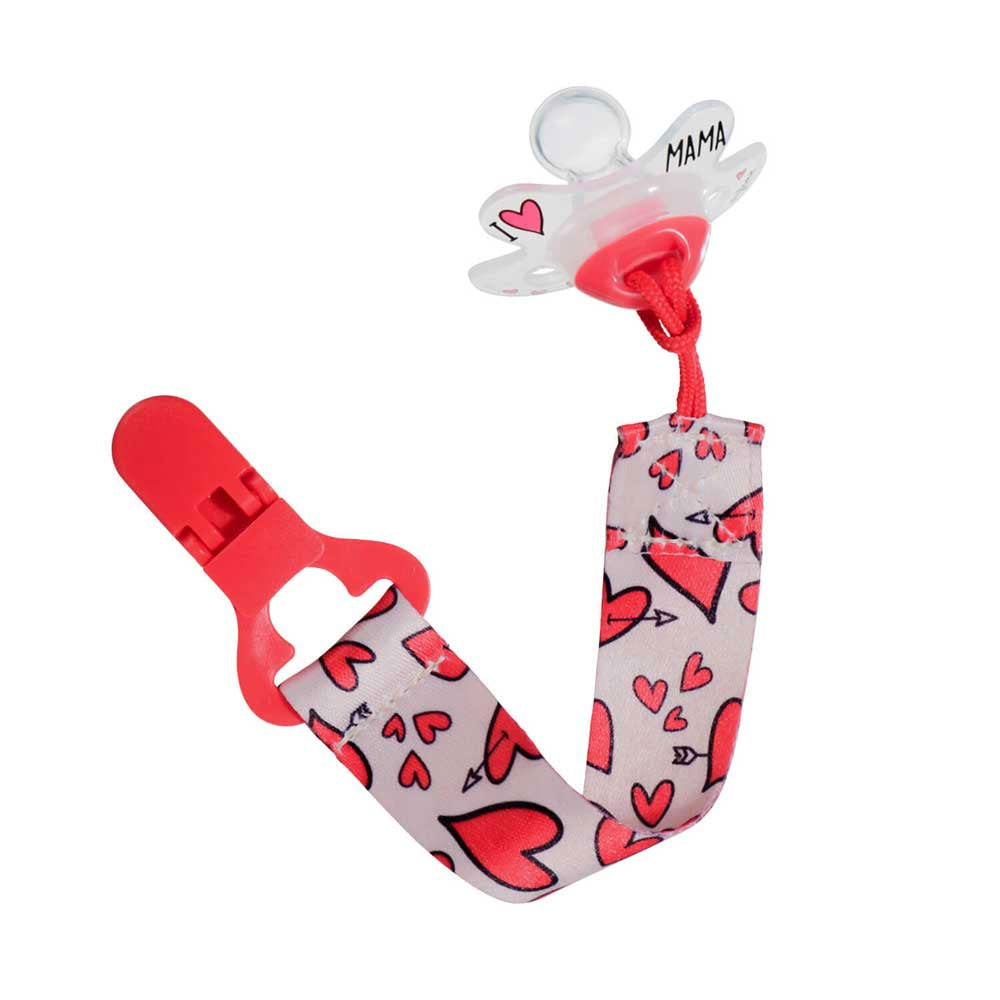 Difrax Клипс За Залъгалка I Love- Червен Hearts --- BebeMama