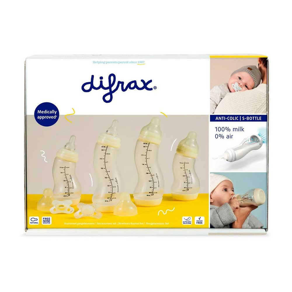 Difrax Newborn Starter Set Комплект S-Образни Бутилки За Новородено+2Бр. Залъгалки --- BebeMama