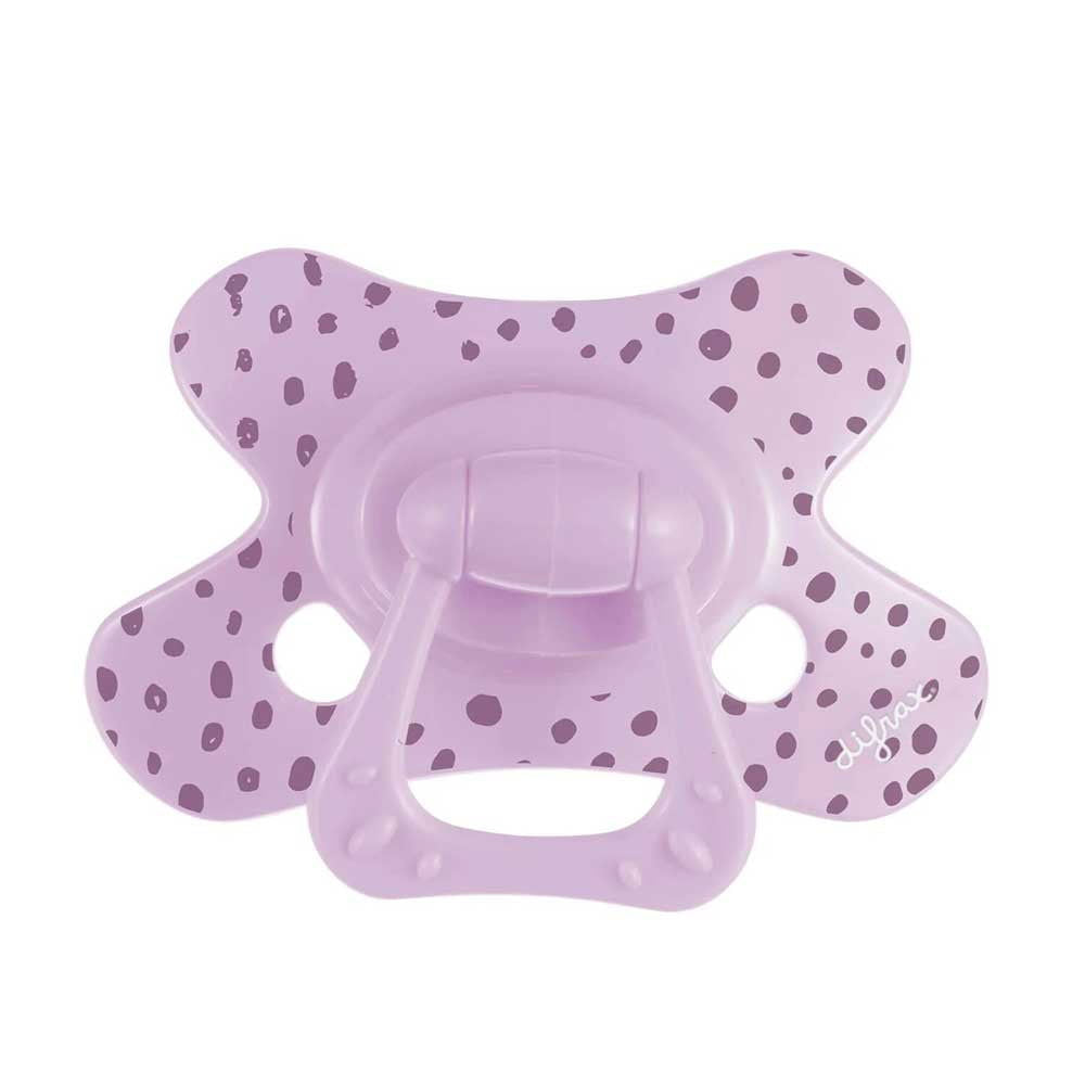 Difrax Pacifier Natural Бебешка Залъгалка 6+ М. - Lilac Dots --- BebeMama