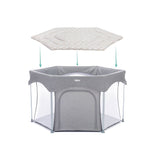 Fillikid Меко Килимче За Сгъваема Кошара За Игра (Ø 124 См) Jersey - Circles Warm Grey --- BebeMama