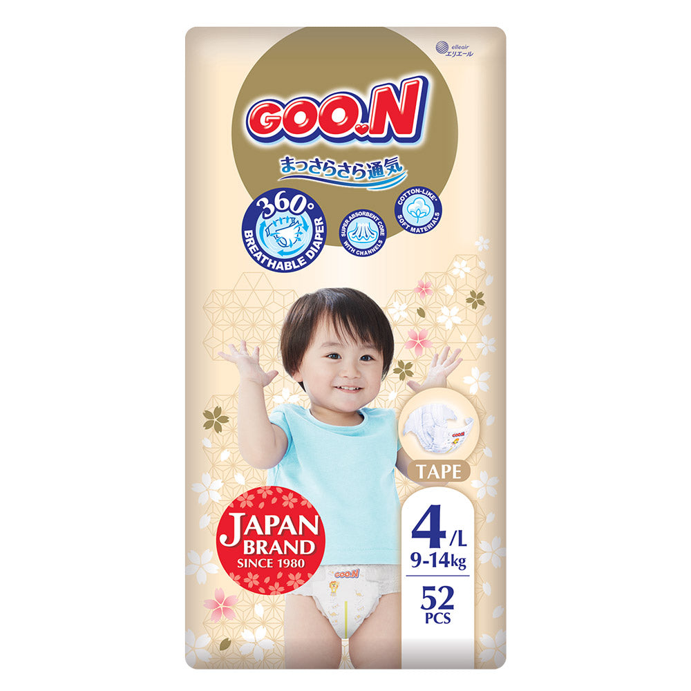 Goo.N Premium Soft Пелени Размер 4, L, 9-14Кг, 52 Бр.