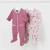 Set de 2 pijamale Interlock roz 0-1